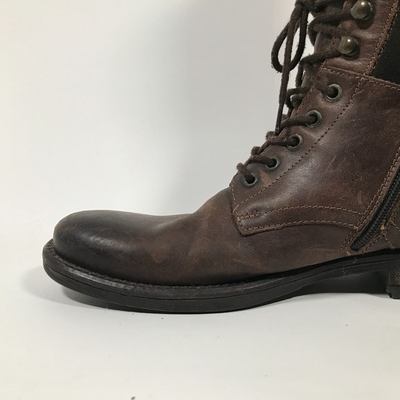 Alfani Kooper Mens 7M Brown Leather Lace Up Boots Side Zip Utility Casual - Picture 16 of 16